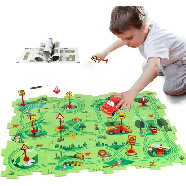 PuzzleRacer - Kids Car Track Set